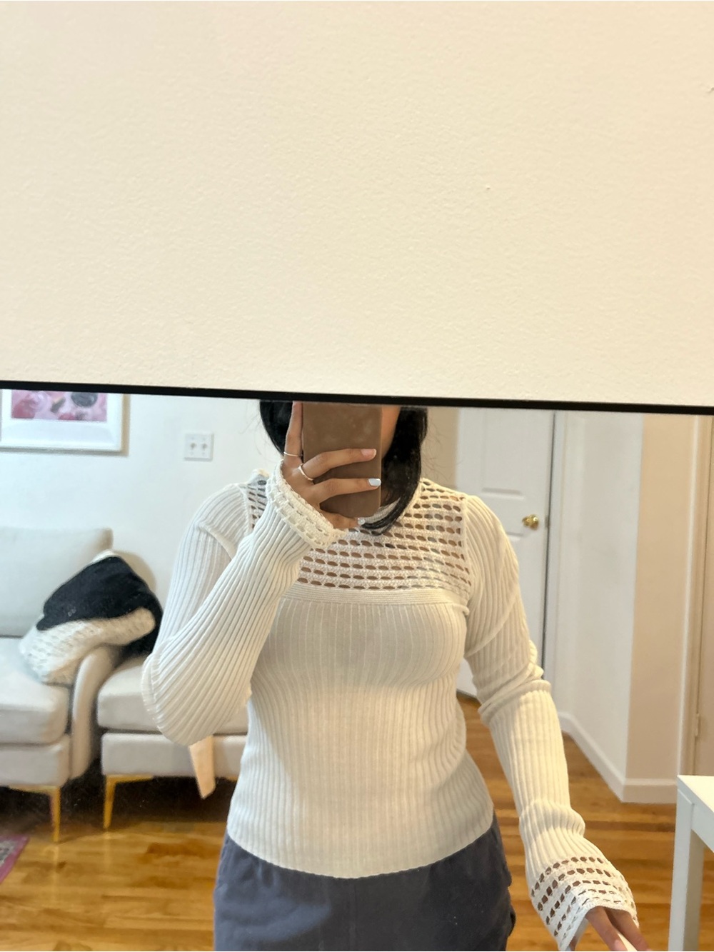 ASOS Design White Ribbed Knit Long Sleeve Sweater - Picture 3 of 3
